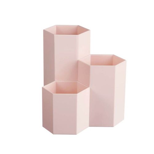 Soy2 Creative Hexagonal Porte-Stylo Conteneur Organisateur En Plastique Boîte De Rangement De Bureau Etudiant Fournitures De Bureau Rose A30