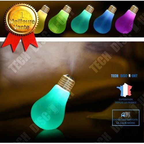 TD® Humidificateur en forme ampoule LED USB - Ampoule humidificateur ultrasonique coloré - Traitement Purificateur d'air