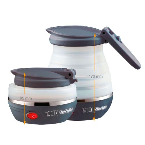 Bouilloire Électrique Pliable, 0,6 litre, Silicone, sans BPA, 750W, Blanc, Mesko, MS1375