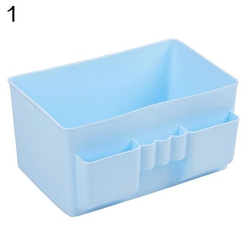 Support De Caisse D&#39Organisateur De Maquillage De Boîte De Rangement Stationnaire En Plastique De Bureau De Bureau Bleu