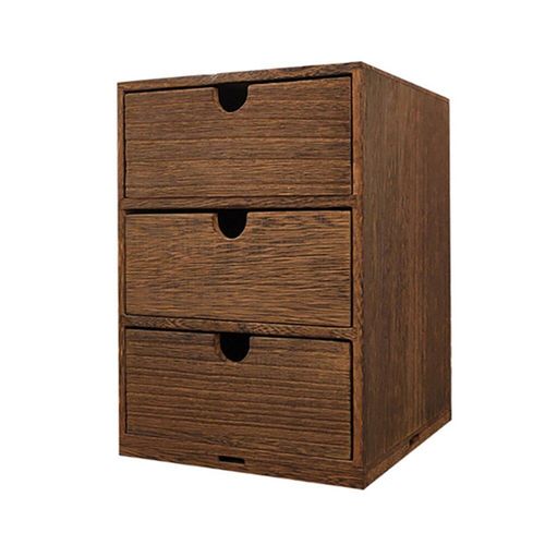 Boîte De Rangement En Bois à Trois Couches, Organiseur De Stockage De Type Coulissant (Marron) Marron,Marron
