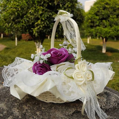Panier à Fleurs Pour Filles Romantique 12 Types Collection Pour Jour De Mariage Panier à Fleurs En Satin Support Pour Pétales De Roses Pour Décor De Cérémonie De Mariage