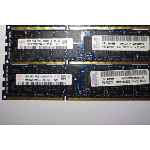 32 GIGA DE RAM - 16G X2 ( IBM 16 Gb 2Rx4 PC3L - 10600R - 9 -11 - E2