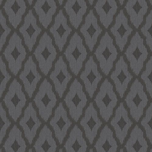 Papier peint ethnique Profhome 961975-GU papier peint textile texturé avec un motif de losanges mat gris noir 5,33 m2