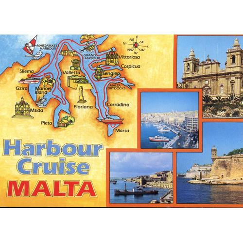 Carte Postale De L' Harbour Cruise (Malte) 4 Vues + Carte