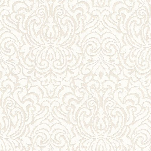 Papier peint baroque Profhome 961935-GU papier peint textile texturé au style baroque mat crème blanc 5,33 m2