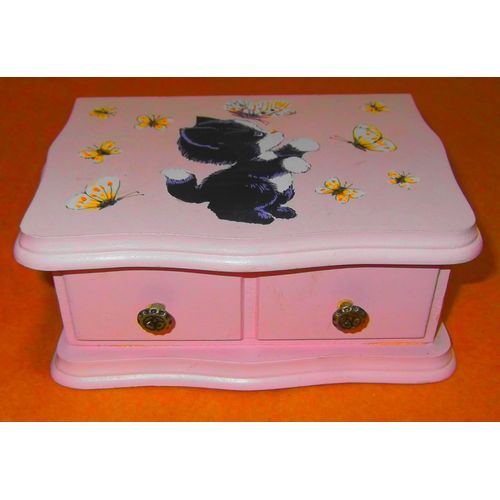 Boite A Bijoux Bois Rose Minou Chasse Les Papillons