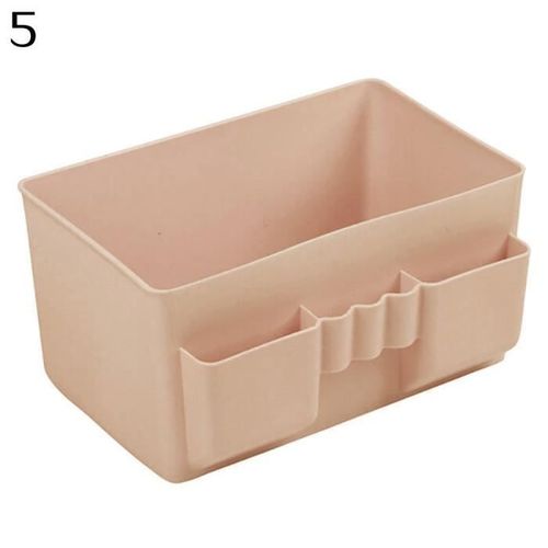 Support De Caisse D&#39Organisateur De Maquillage De Boîte De Rangement Stationnaire En Plastique De Bureau De Bureau Brun