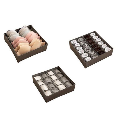 3 Pièces Chaussettes Boîte De Rangement Pour Placard Séparé Sous-Vêtements Organisateur Pliable Bras Boîte De Rangement Tiroir Organisateur Maison Stockage Gris