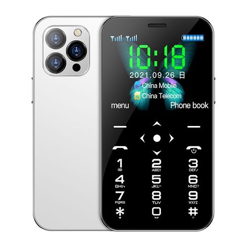 SOYES D13 Mode Petit Telephone 1,77 Pouces Double SIM 900mAh Lumiere LED SOS 4G Bouton Telephone Blanc