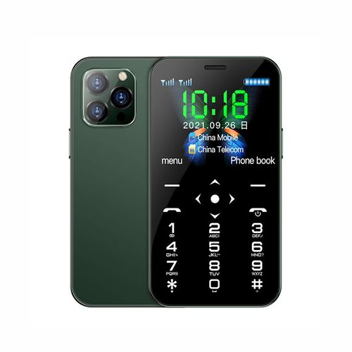 SOYES D13 Mode Petit Telephone 1,77 Pouces Double SIM 900mAh Lumiere LED SOS 4G Bouton Telephone Vert