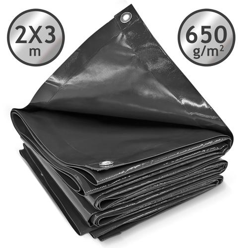 Jago® Bâche de Protection - 2x3m, Imperméable, Revêtu de PVC 650 g/m², Anthracite - Couverture pour Véhicules, Meubles de Jardin