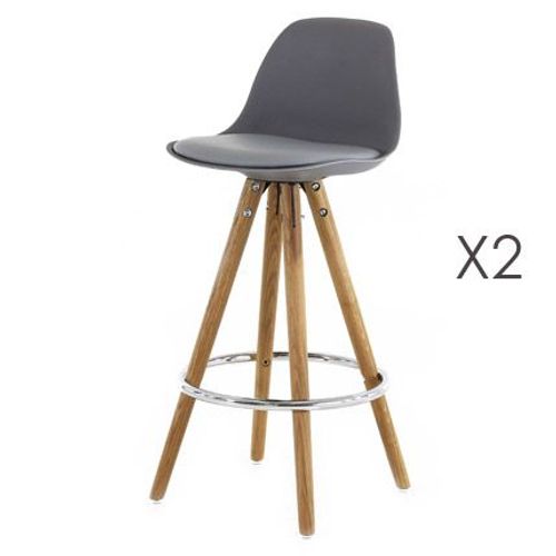 Lot De 2 Chaises De Bar Coloris Gris - Lucie