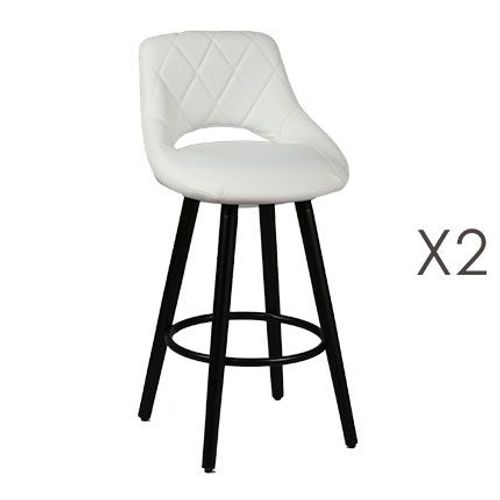 Lot De 2 Tabourets De Bar 47x47x91 Cm Blanc Et Anthracite - Brooklin