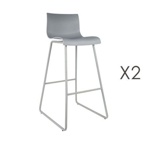 Lot De 2 Chaises De Bar H76 Cm Grises