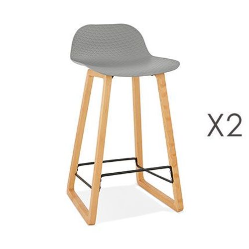 Lot De 2 Tabourets De Bar H67 Cm Gris - Rizzo