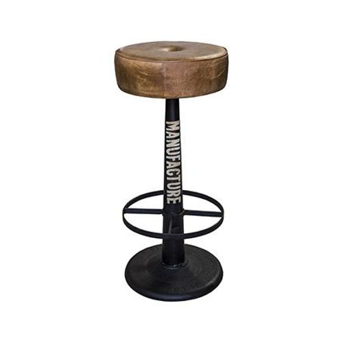 Tabouret De Bar 38x38x76 Cm En Cuir Et Métal