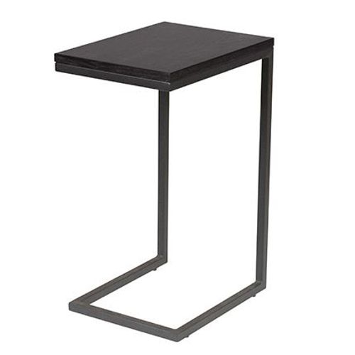 Bout De Canapé 30x40x60 Cm En Bois Plaqué Chêne Noir Et Métal
