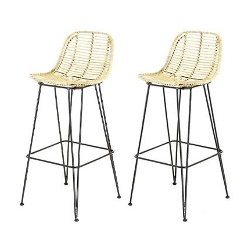 Lot De 2 Chaises De Bar H65 Cm En Rotin Naturel