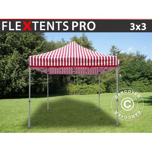 Tente Pliante Chapiteau Pliable Tonnelle Pliante Barnum Pliant Flextents Pro 3x3m Rayé