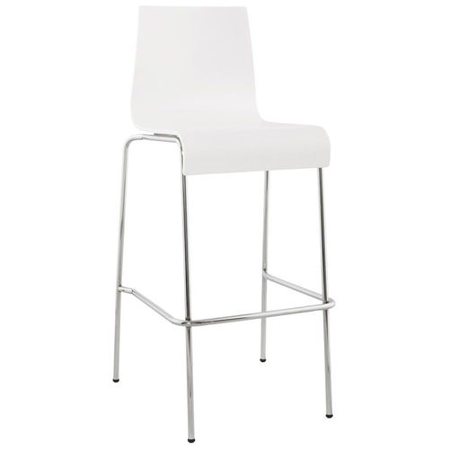 Tabouret Haut 'kwatro' Empilable En Bois Blanc Sur 4 Pieds