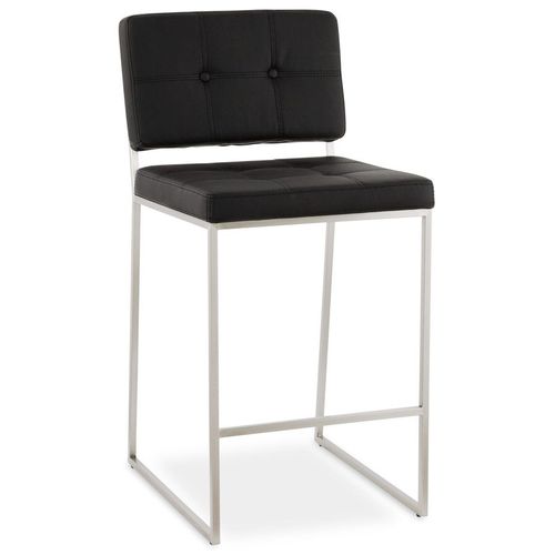 Tabouret Snack Mi-Hauteur 'gaston' Noir Capitonné