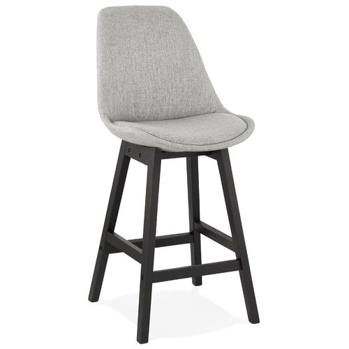 Tabouret Snack Mi-Hauteur 'teresa Mini' Design En Tissu Gris Et Pied En Bois Noir