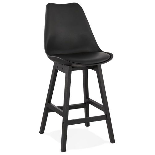 Tabouret Snack Mi-Hauteur 'camila Mini' Noir Avec Pied En Bois Noir