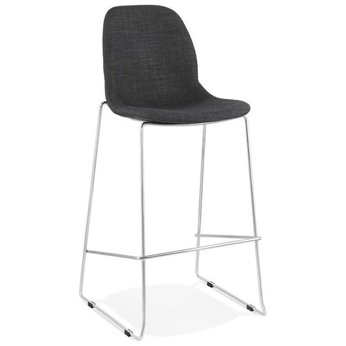 Tabouret De Bar Empilable 'fakir' En Tissu Gris Foncé Et Pied En Métal Chromé