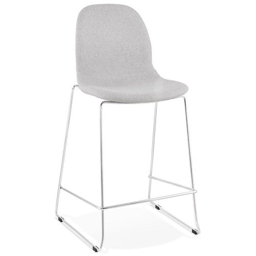 Tabouret Snack Mi-Hauteur Empilable 'fakir Mini' En Tissu Gris Clair Et Pied En Métal Chromé