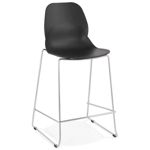Tabouret Snack Mi-Hauteur 'berlin Mini' Noir Empilable Avec Pied En Métal Chromé