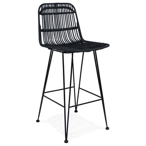 Tabouret Snack Mi-Hauteur 'bocadia Mini' En Rotin Noir