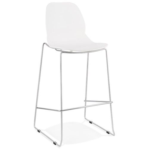 Tabouret De Bar Design Empilable 'berlin' Blanc Avec Pied En Métal Chromé