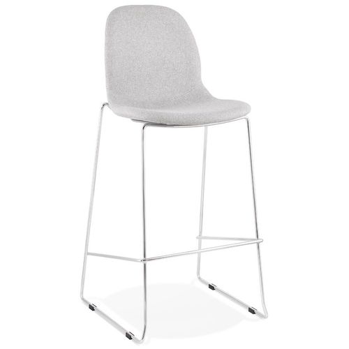 Tabouret De Bar Empilable 'fakir' En Tissu Gris Clair Et Pied En Métal Chromé