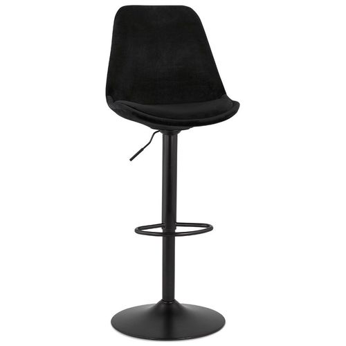 Tabouret Réglable 'mike' En Velours Noir Et Pied Noir