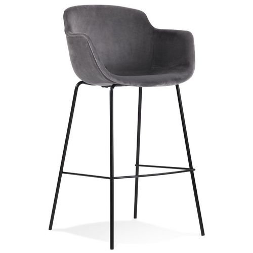 Tabouret De Bar Avec Accoudoirs 'larissa' En Velours Gris