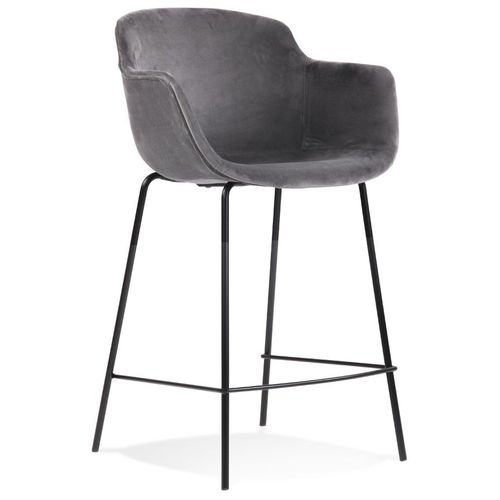 Tabouret Snack Mi-Hauteur 'larissa Mini' En Velours Gris