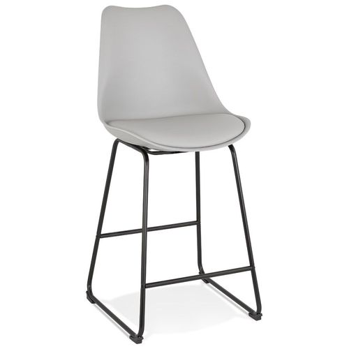 Tabouret Snack Mi-Hauteur 'choko Mini' Gris Et Pieds En Métal Noir