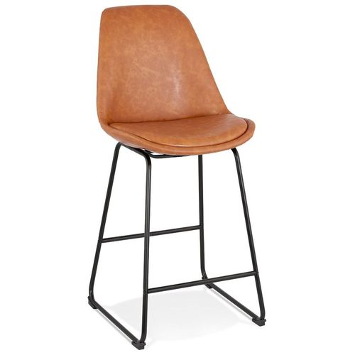 Tabouret Snack Mi-Hauteur 'fish Mini' En Matière Synthétique Brune Et Pieds En Métal Noir