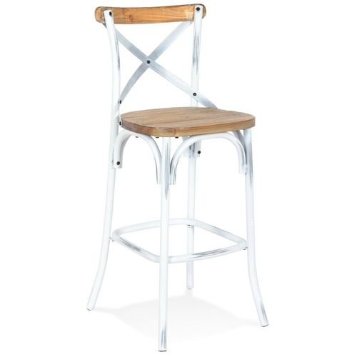 Tabouret De Bar 'cottage' En Bois Finition Noyer Effet Vieilli