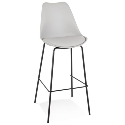 Tabouret De Bar Design 'lemon' Gris Avec Pied En Métal Noir