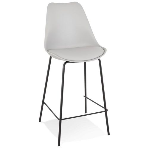 Tabouret Snack Mi-Hauteur 'lemon Mini' Gris Avec Pied En Métal Noir