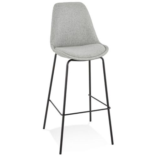 Tabouret De Bar 'aloe' En Tissu Gris Avec Pied En Métal