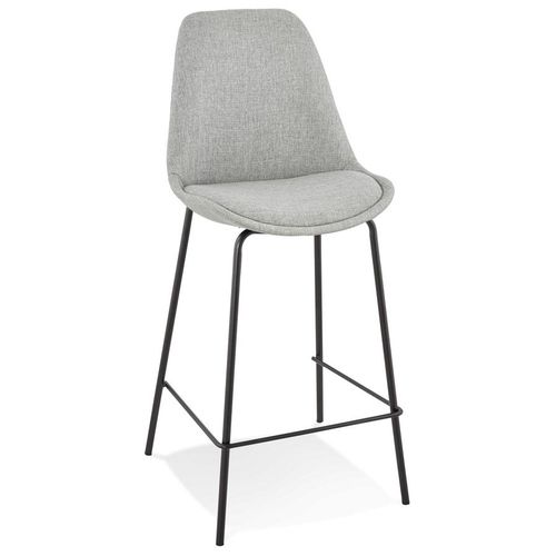 Tabouret Snack Mi-Hauteur 'aloe Mini' En Tissu Gris Avec Pied En Métal
