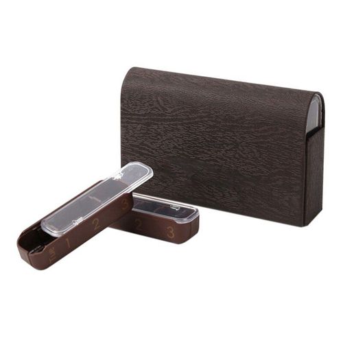 Mini Boîte À Pilules Portable De Sept Jours, Boîte De Rangement Pour L'assortiment De Pilules En Voyage D'affaires Avec Cuir Pu Marron