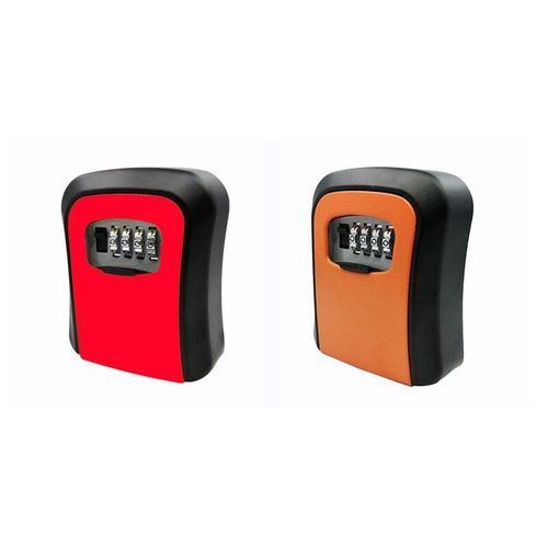 Boîte De Verrouillage À Clé Rouge Et Orange, Ensemble De 2, Mot De Passe, Boîte De Rangement Murale À Combinaison De 4 Chiffres