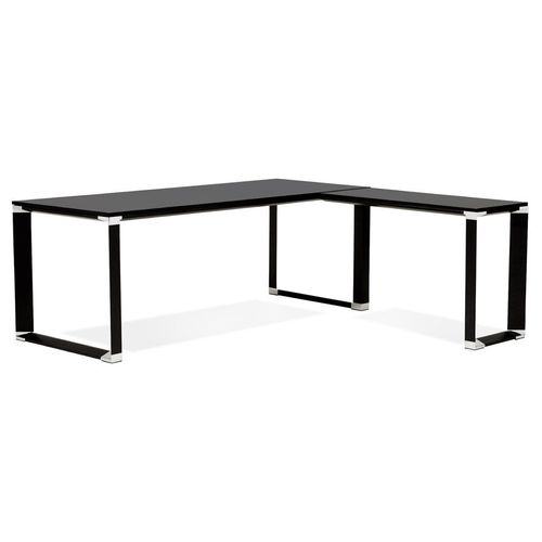 Grand Bureau De Direction En Angle 'xline' En Bois Noir (Angle Au Choix) - 200 Cm