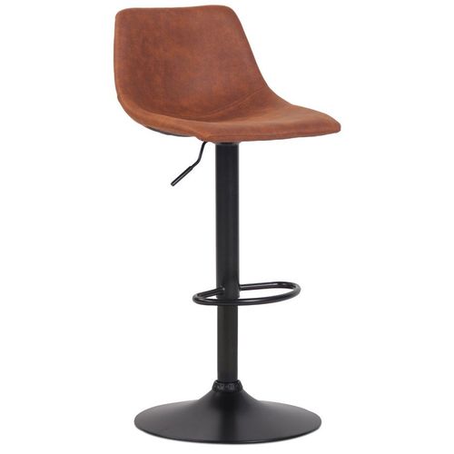 Tabouret Réglable Design 'omalet' En Microfibre Brune Et Pied En Métal Noir