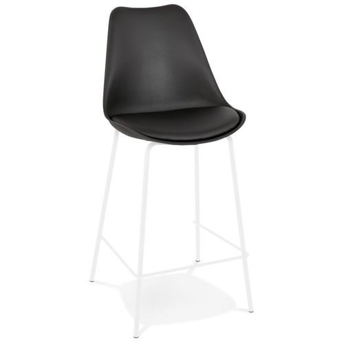 Tabouret Snack Mi-Hauteur 'lemon Mini' Noir Avec Pied En Métal Blanc
