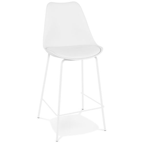 Tabouret Snack Mi-Hauteur 'lemon Mini' Blanc Avec Pied En Métal Blanc